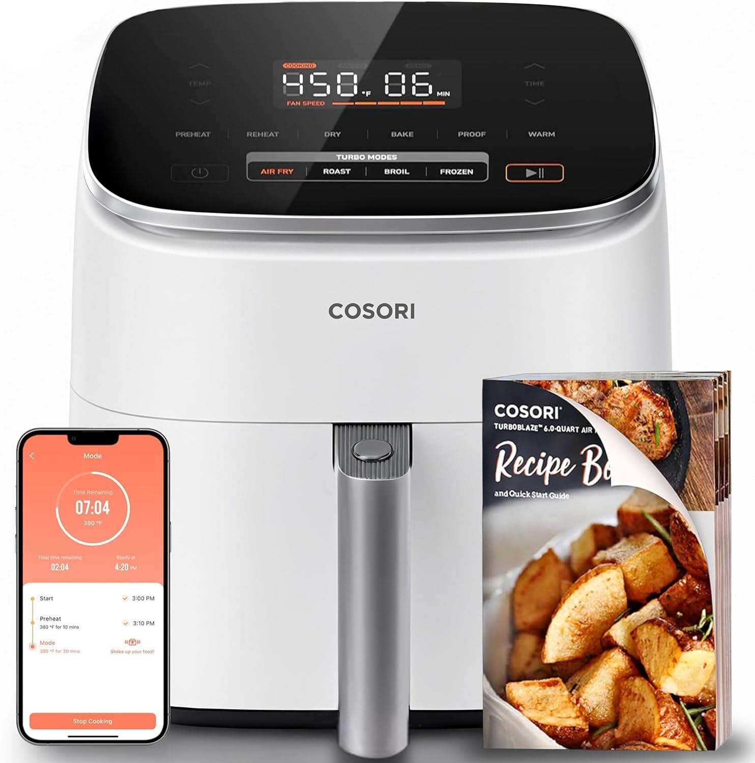 6 Qt 9-in-1 Air Fryer with Ceramic Coating, Precise Heating & Multiple Cooking Functions