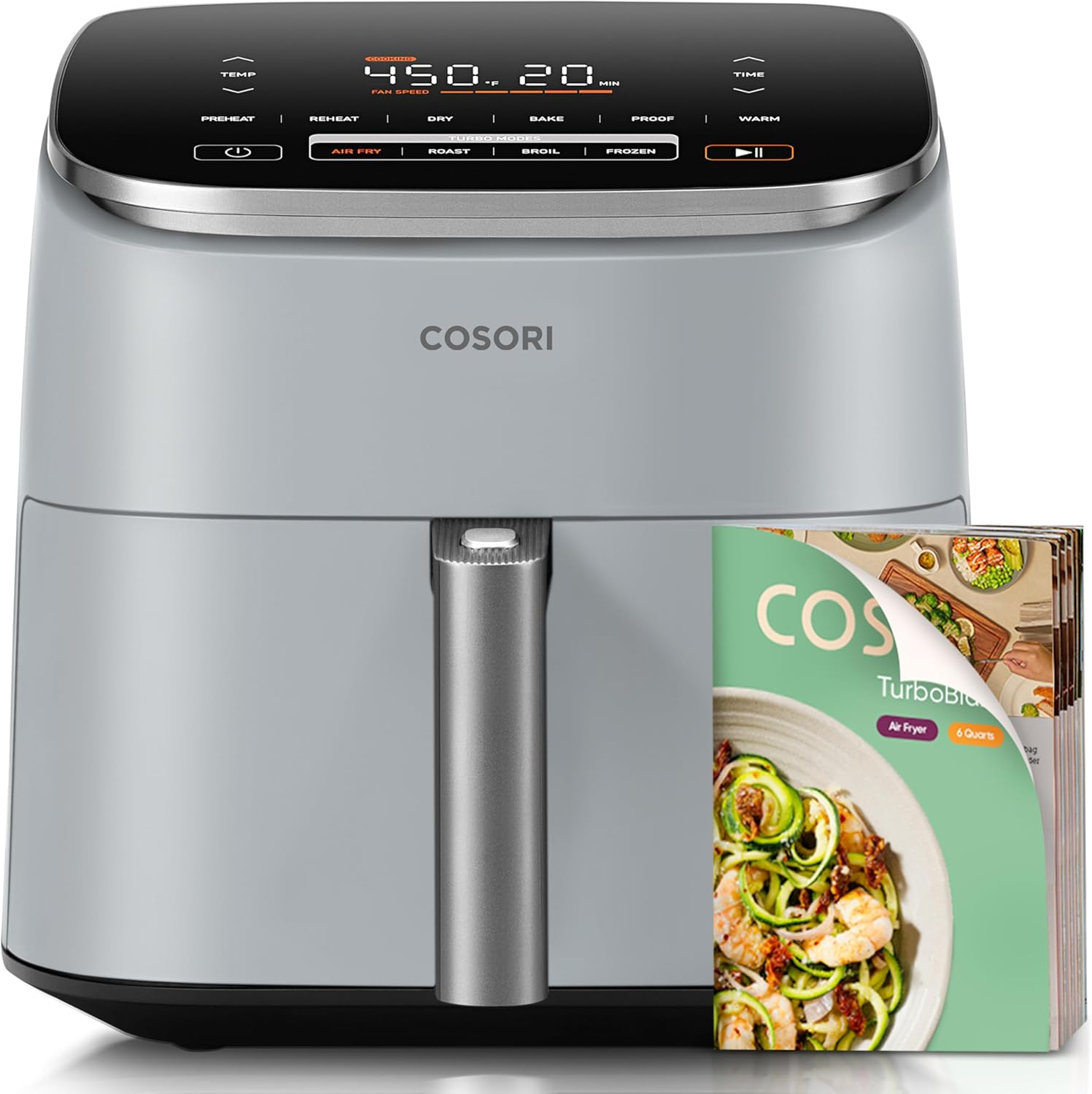 6 Qt 9-in-1 Air Fryer with Ceramic Coating, Precise Heating & Multiple Cooking Functions