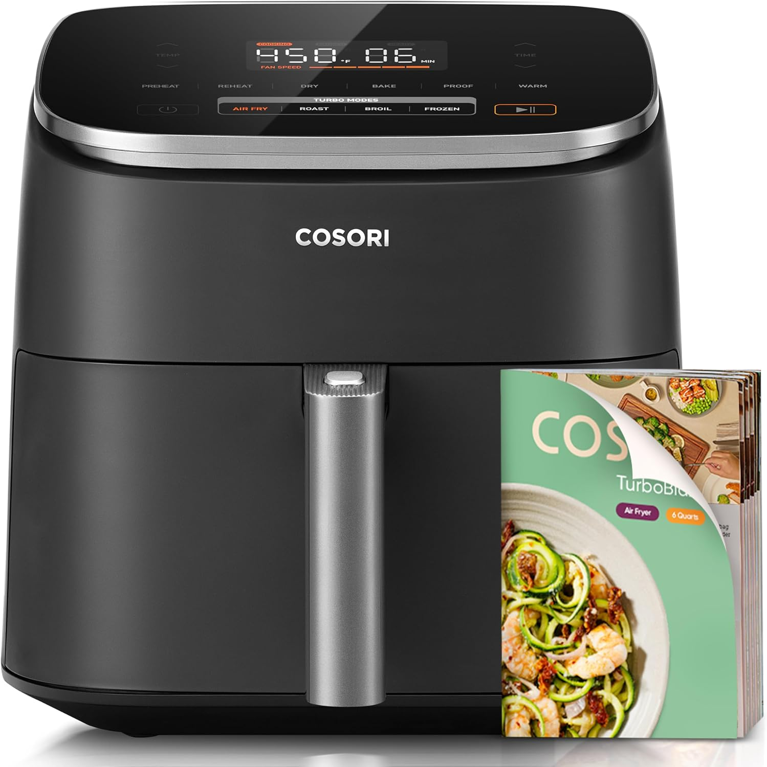 6 Qt 9-in-1 Air Fryer with Ceramic Coating, Precise Heating & Multiple Cooking Functions