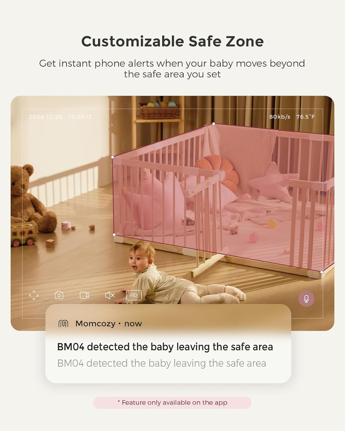 5" 1080P Smart Baby Monitor with Camera, Cry Detection, Night Vision & Two-Way Audio