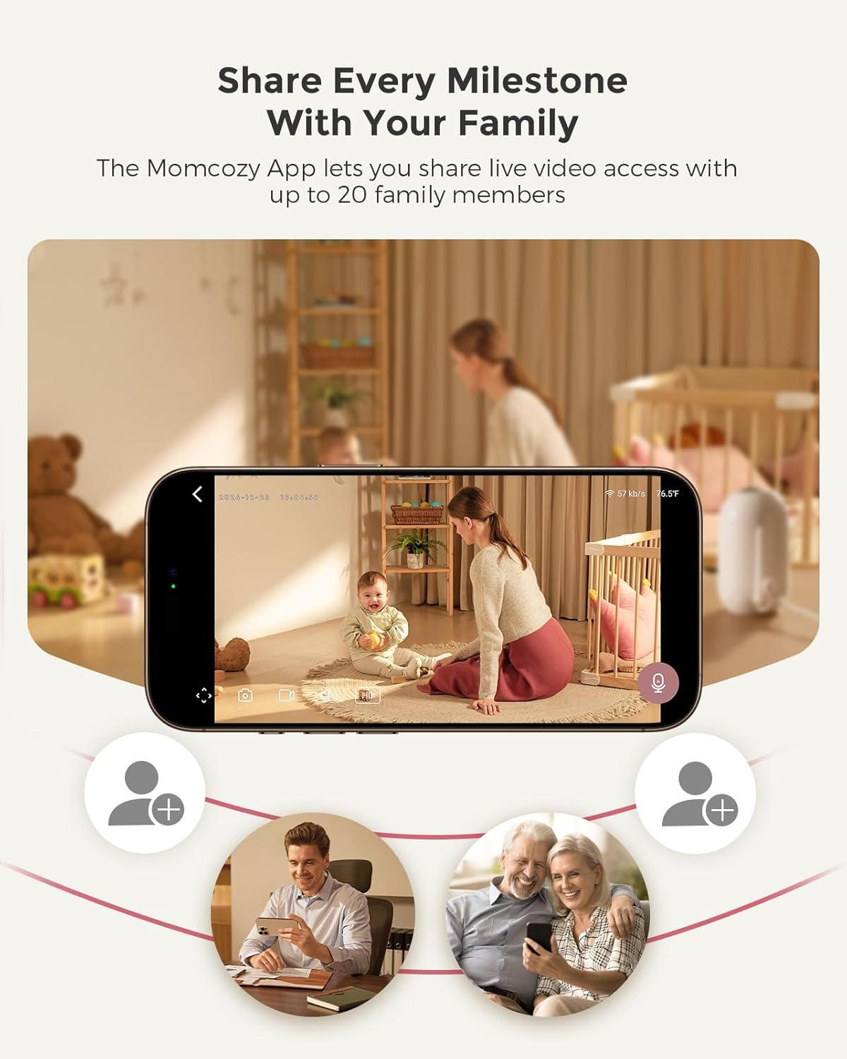 5" 1080P Smart Baby Monitor with Camera, Cry Detection, Night Vision & Two-Way Audio