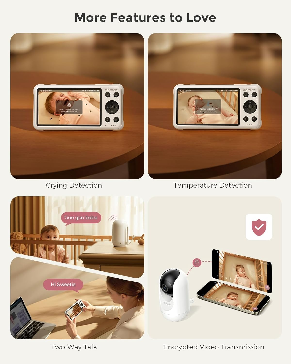 5" 1080P Smart Baby Monitor with Camera, Cry Detection, Night Vision & Two-Way Audio