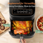 6 Qt 9-in-1 Air Fryer with Ceramic Coating, Precise Heating & Multiple Cooking Functions