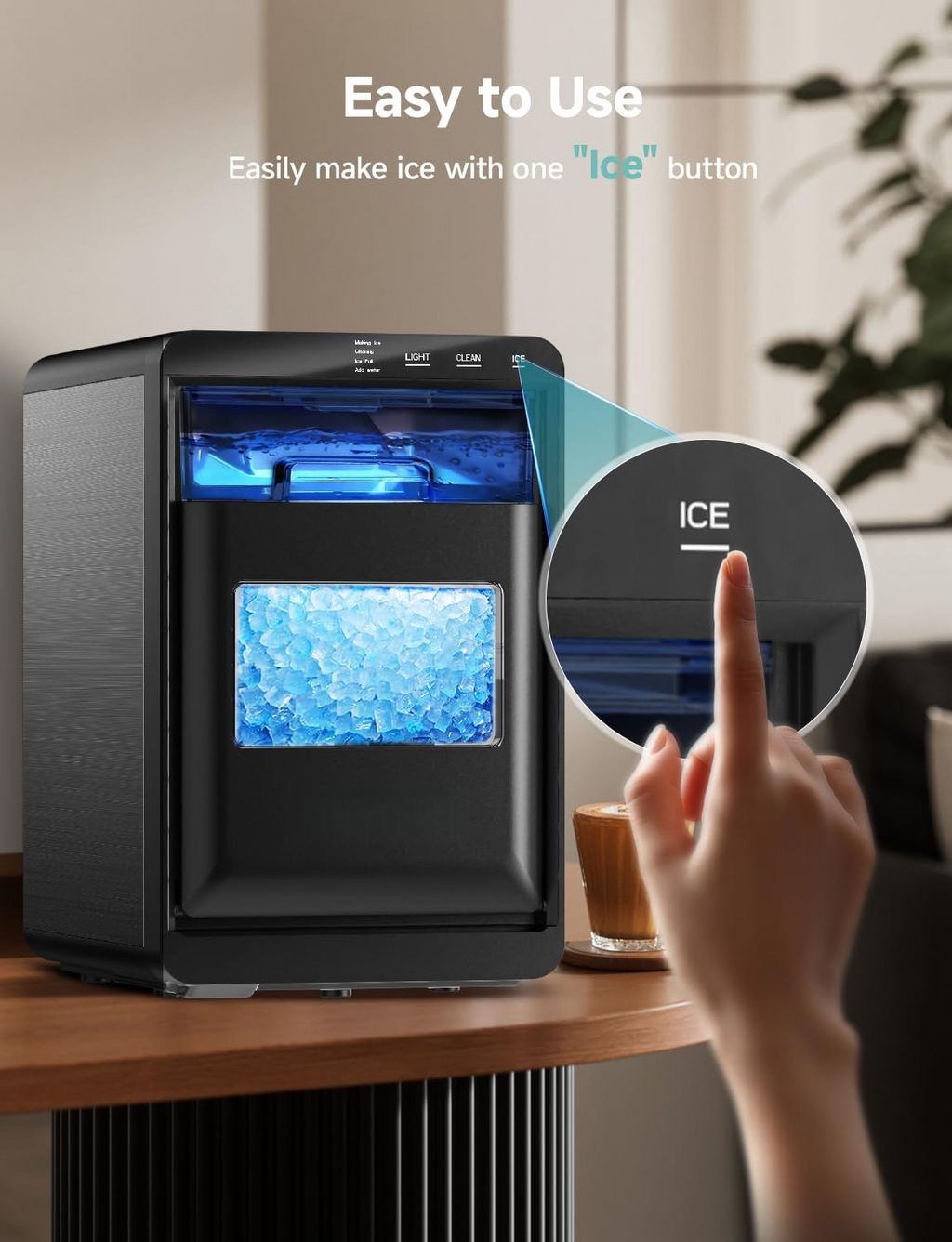 Fast Chewable Nugget Countertop Ice Maker | 40Lbs/24H Soft Pebble Pellet Ice Machine, Automatic Self-Cleaning Complete with Ice Scoop & Storage Basket for Home Kitchen Office Bar