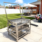 Adjustable Charcoal Rotating Grill, 360° BBQ Grill for Outdoor Cooking & Camping