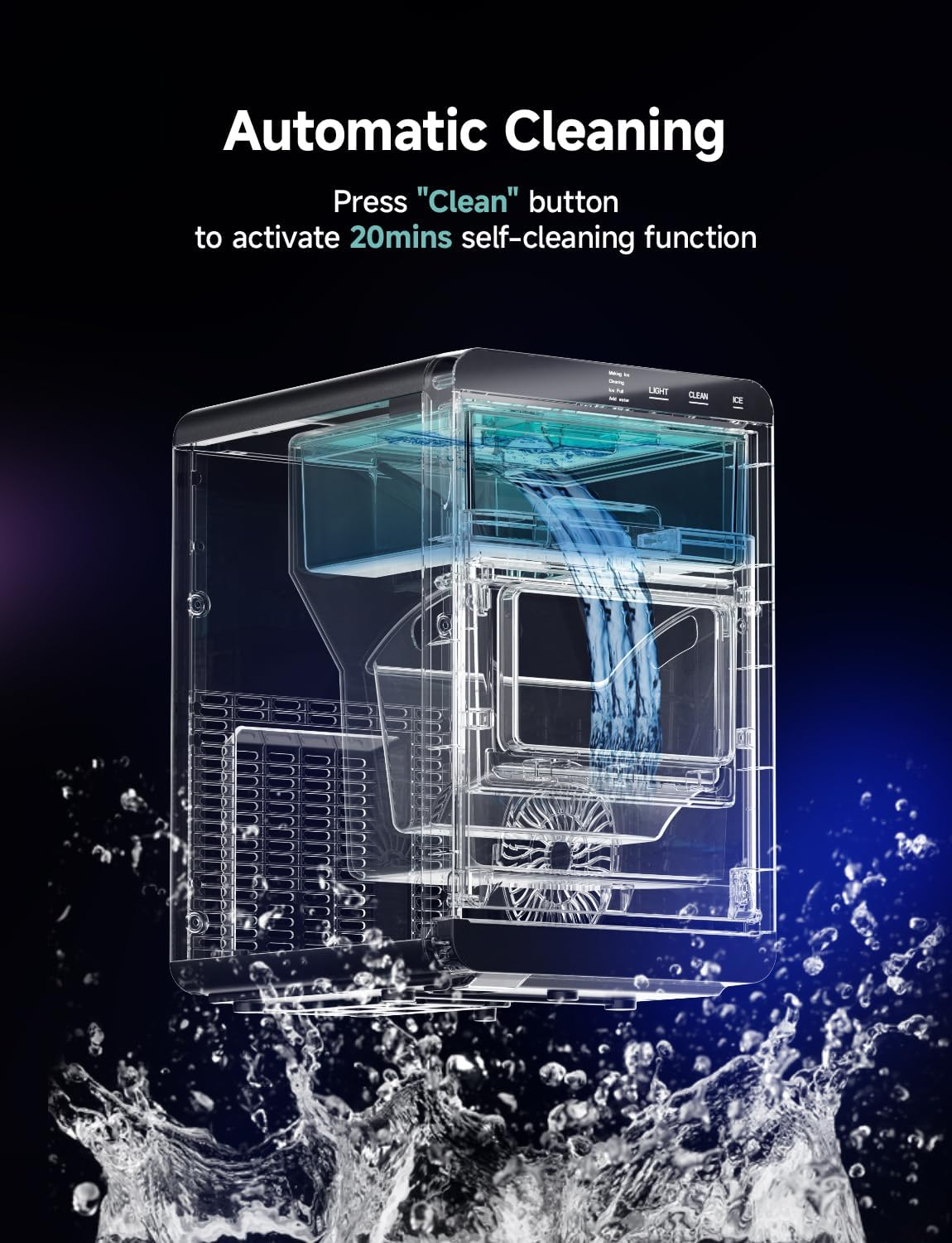 Fast Chewable Nugget Countertop Ice Maker | 40Lbs/24H Soft Pebble Pellet Ice Machine, Automatic Self-Cleaning Complete with Ice Scoop & Storage Basket for Home Kitchen Office Bar