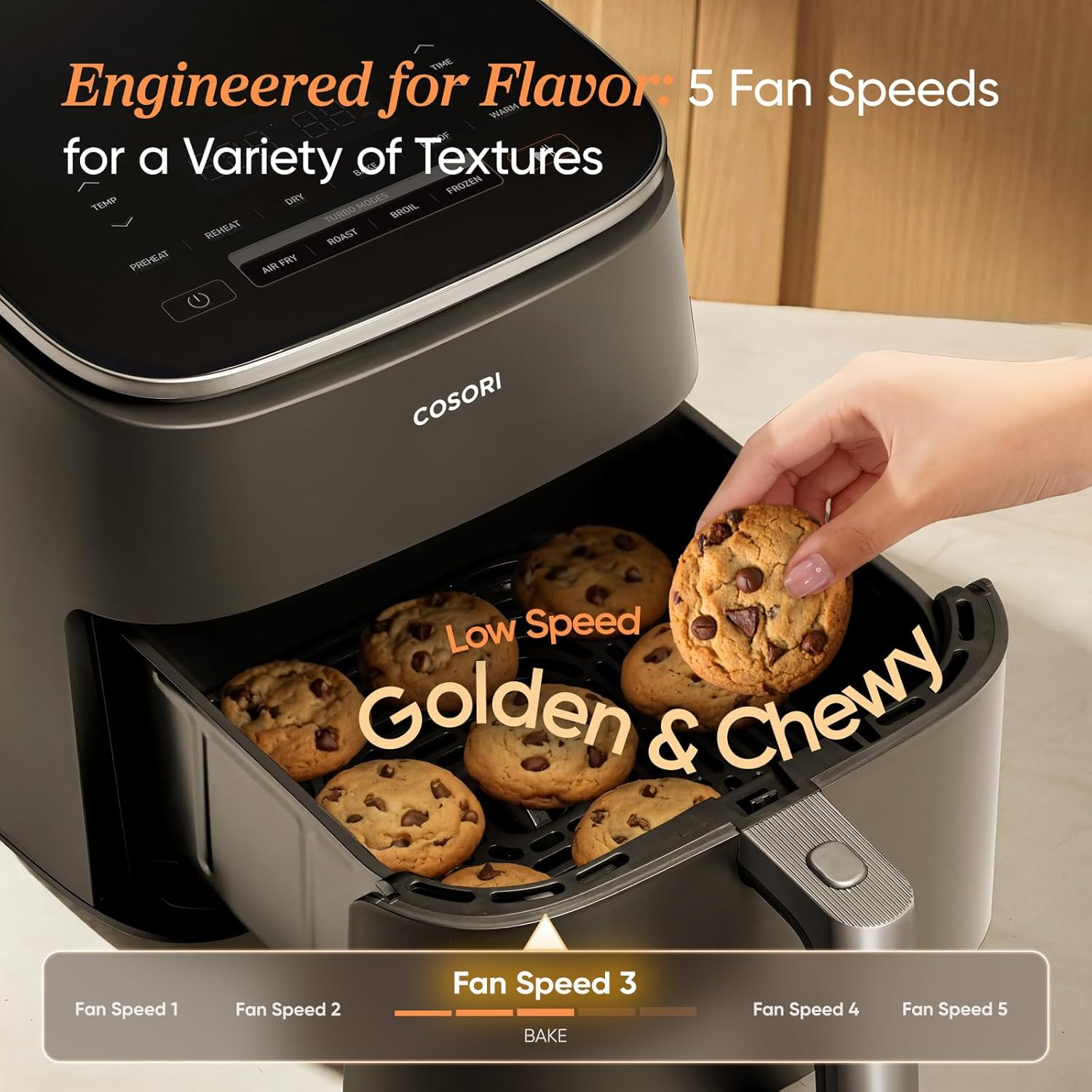 6 Qt 9-in-1 Air Fryer with Ceramic Coating, Precise Heating & Multiple Cooking Functions