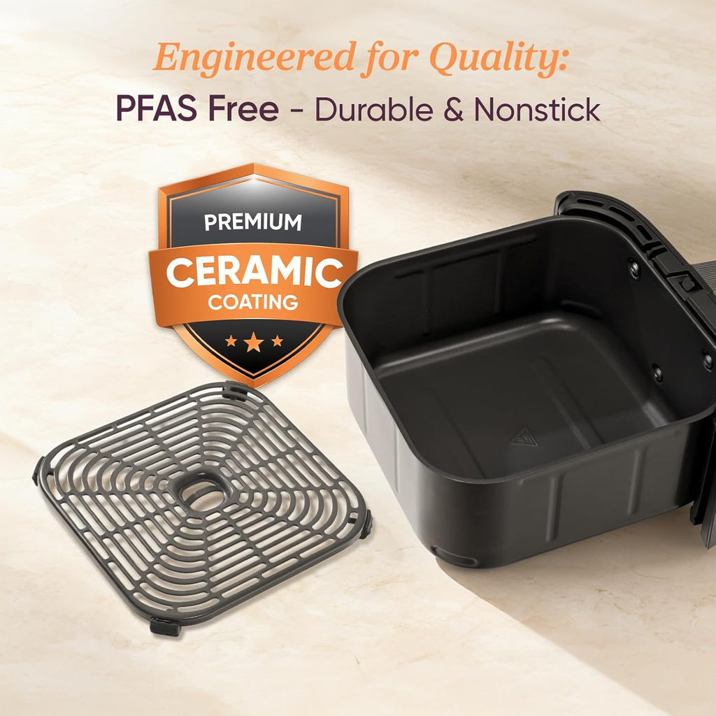 6 Qt 9-in-1 Air Fryer with Ceramic Coating, Precise Heating & Multiple Cooking Functions