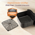 6 Qt 9-in-1 Air Fryer with Ceramic Coating, Precise Heating & Multiple Cooking Functions