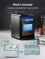 Fast Chewable Nugget Countertop Ice Maker | 40Lbs/24H Soft Pebble Pellet Ice Machine, Automatic Self-Cleaning Complete with Ice Scoop & Storage Basket for Home Kitchen Office Bar