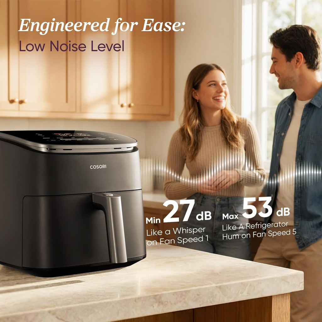 6 Qt 9-in-1 Air Fryer with Ceramic Coating, Precise Heating & Multiple Cooking Functions
