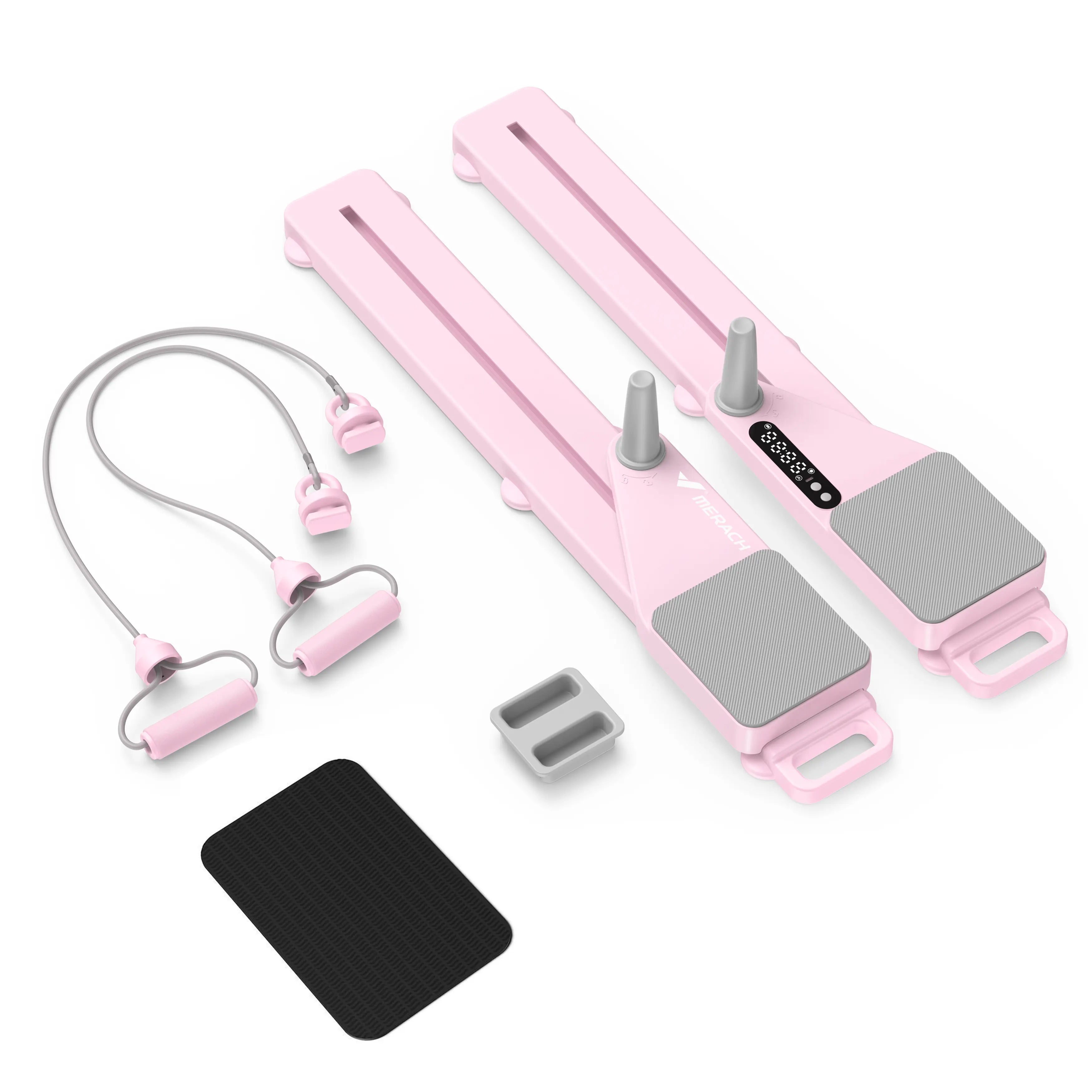 Foldable Pilates Reformer & Ab Exercise Board with Resistance Bands